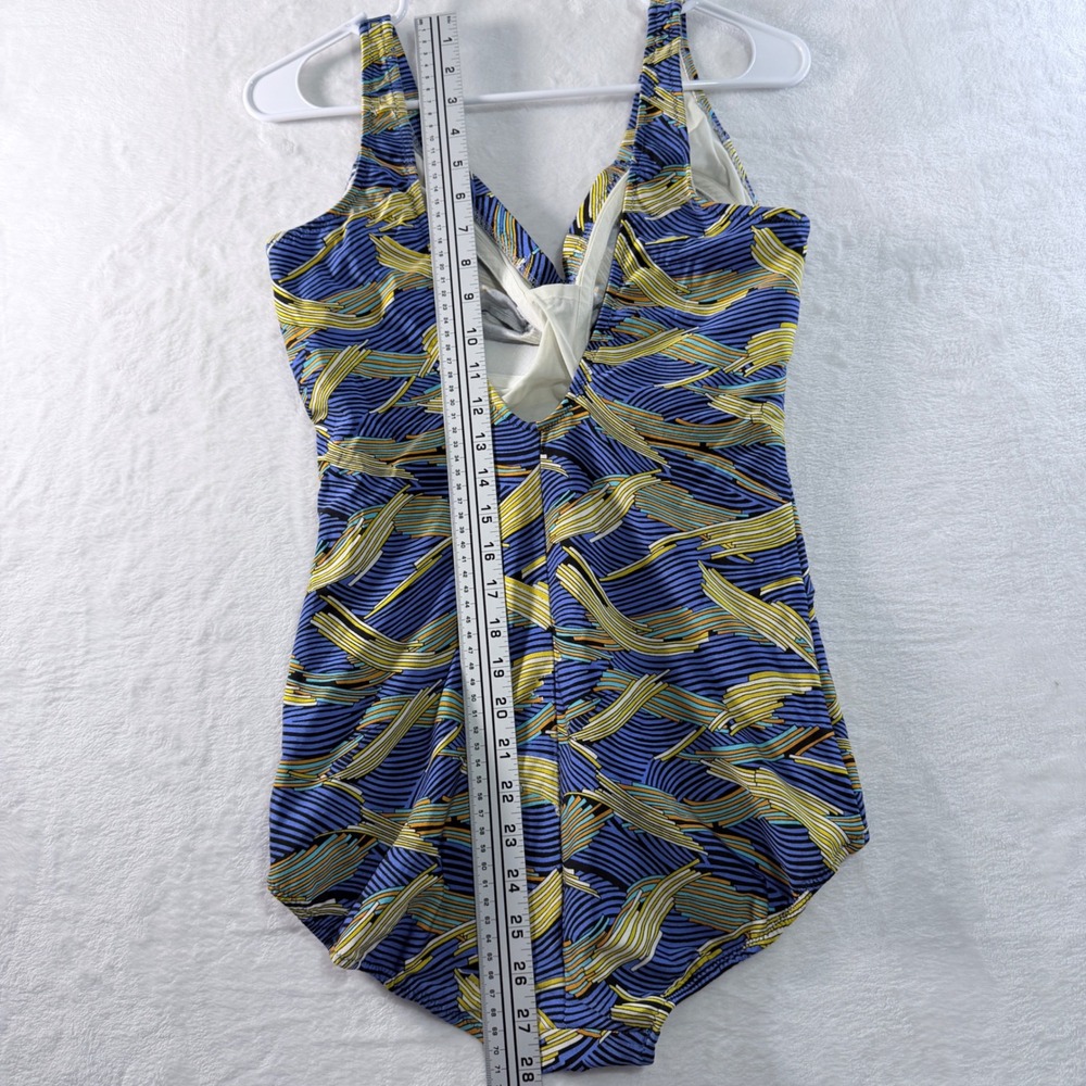 Retro One Piece Swimsuit Abstract Wave Print Fortex-C No Size - Picture 5 of 6